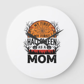 Halloween Mum My First Spooky Vintage_1 Large Clock