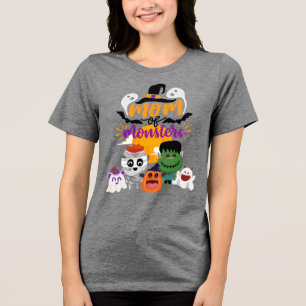 Halloween Mum of Monsters T-Shirt Tri-Blend Shirt