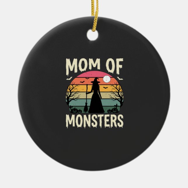 Halloween Mum Of Monsters Witch Sunset Ceramic Tree Decoration (Front)