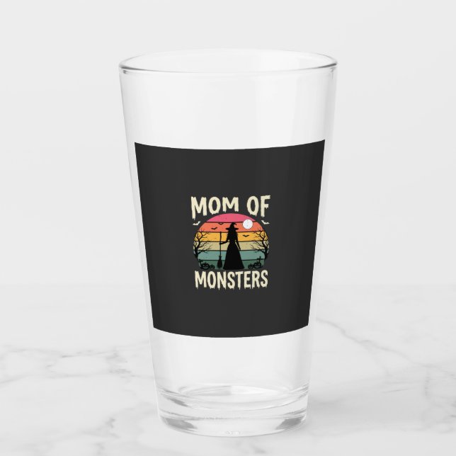 Halloween Mum Of Monsters Witch Sunset Glass (Front)