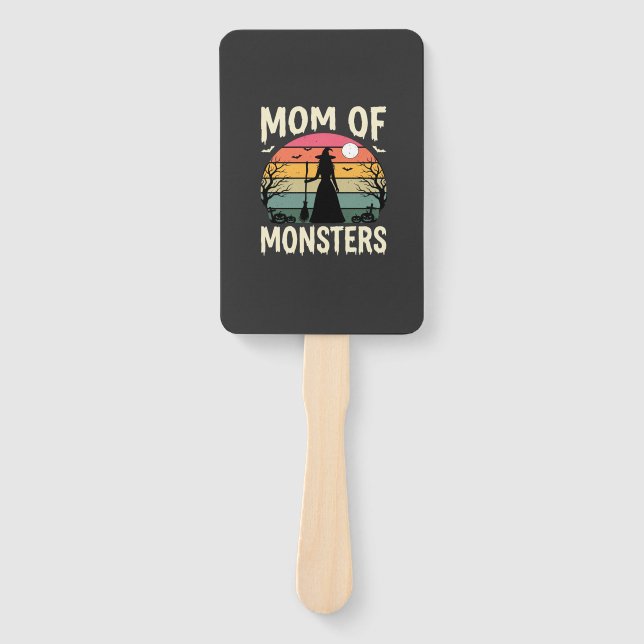 Halloween Mum Of Monsters Witch Sunset Hand Fan (Front)