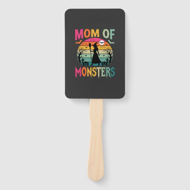 Halloween Mum of Monsters Witch Sunset Hand Fan (Front)