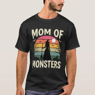 Halloween Mum Of Monsters Witch Sunset T-Shirt