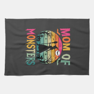 Halloween Mum of Monsters Witch Sunset Tea Towel