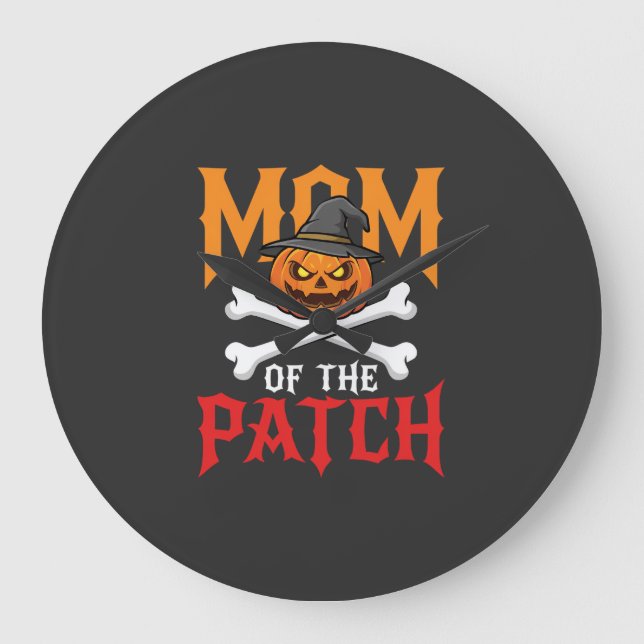 Halloween Mum of the Patch Pumpkin Witch Large Clock (Front)