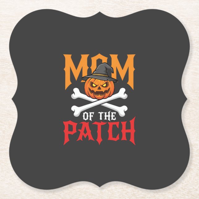 Halloween Mum of the Patch Pumpkin Witch Paper Coaster (Front)