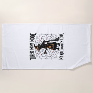 Halloween Mum Shirt Tired Costume Vintage Graphic_ Beach Towel