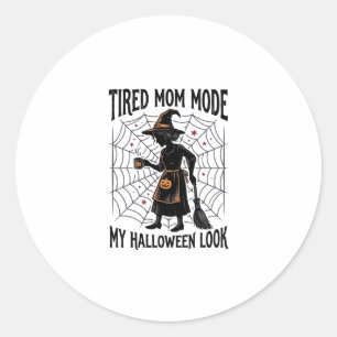 Halloween Mum Shirt Tired Costume Vintage Graphic_ Classic Round Sticker