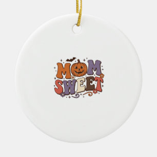 Halloween Mum Sweet Pumpkin Vintage Shirt Design_1 Ceramic Tree Decoration