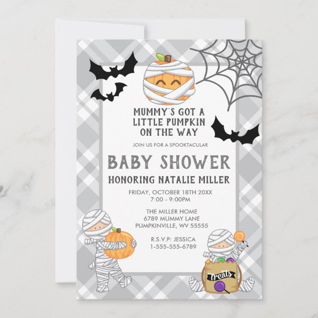 Halloween Mummy Baby Shower Invitation (Front)