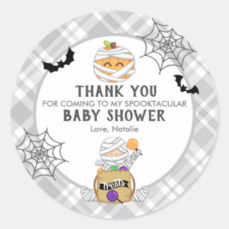 Halloween Mummy Baby Shower thank you Classic Round Sticker
