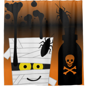 Halloween Mummy Bugs Poison Bottle Shower Curtain