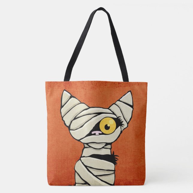 Halloween Mummy Cat Tote Bag (Front)
