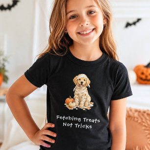 Halloween Mummy Cute Golden Retriever Tricks Treat T-Shirt