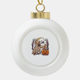 Halloween Mummy French Bulldog Pumpkin Candy Witch Ceramic Ball Christmas Ornament