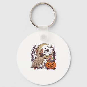 Halloween Mummy French Bulldog Pumpkin Candy Witch Key Ring