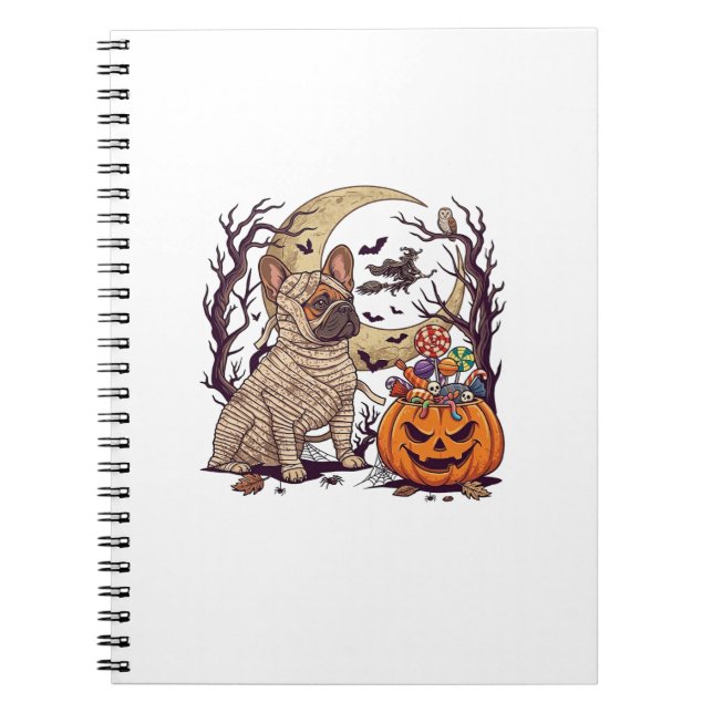Halloween Mummy French Bulldog Pumpkin Candy Witch Notebook (Front)