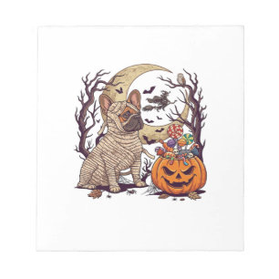 Halloween Mummy French Bulldog Pumpkin Candy Witch Notepad