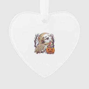 Halloween Mummy French Bulldog Pumpkin Candy Witch Ornament