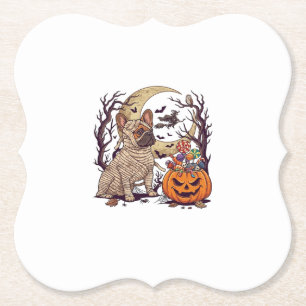 Halloween Mummy French Bulldog Pumpkin Candy Witch Paper Coaster