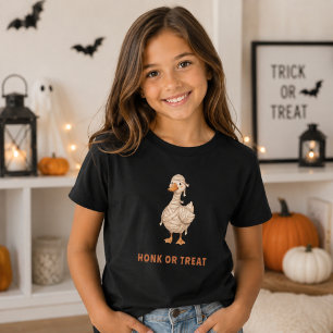 Halloween Mummy Goose Honk or Treat Girl T-Shirt