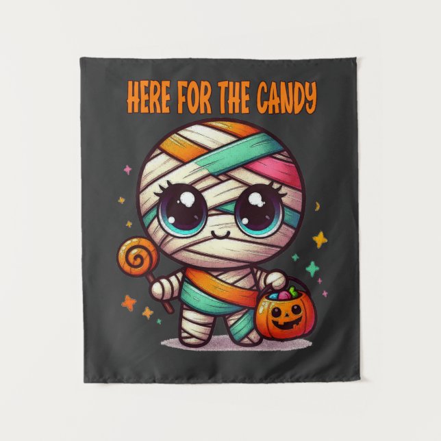Halloween Mummy Here For The Candy Tapestry (Front)