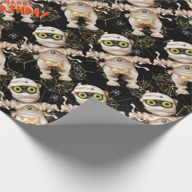 Halloween Mummy Monster Birthday Party Wrapping Paper (Corner)