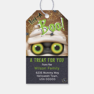 Halloween Mummy Monster Peek A Boo Address Gift Tags