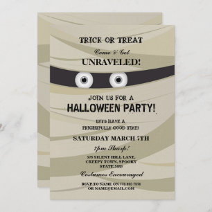 Halloween Mummy Party Monster Bash Invite