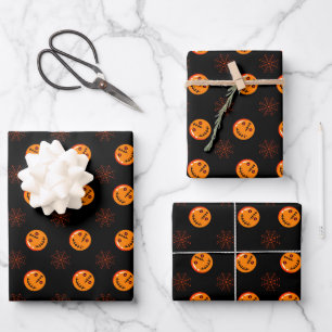 Halloween Mummy Pumpkin Spider Webs Wrapping Paper Sheet