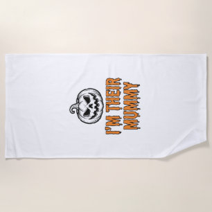 Halloween Mummy Pumpkin Vintage Engraving Shirt De Beach Towel