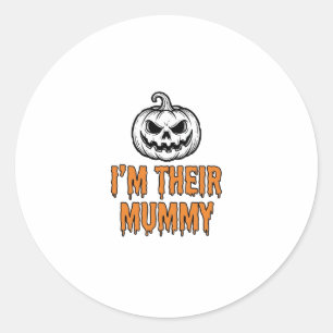 Halloween Mummy Pumpkin Vintage Engraving Shirt De Classic Round Sticker