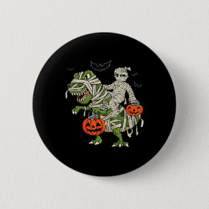 Halloween Mummy Riding T Rex Fun Boys Girls Kids 6 Cm Round Badge