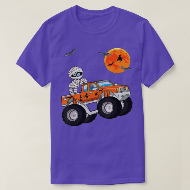 Halloween mummy scary monster truck Pumpkin Boys n T-Shirt (Design Front)