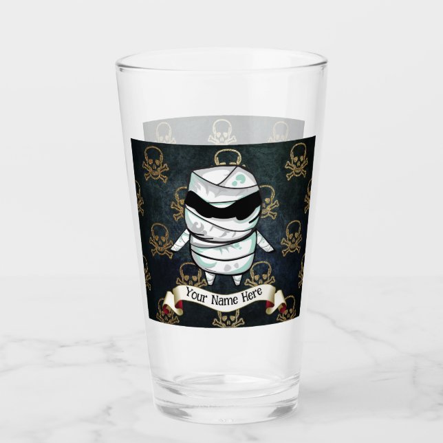 Halloween | Mummy | Skulls | Personalised | Glass (Front)