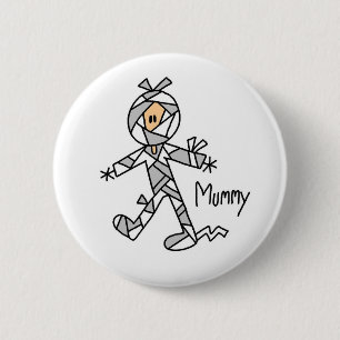 Halloween Mummy Stick Figure Button