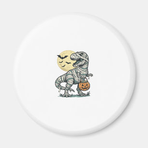 Halloween Mummy T-Rex Candy Bucket Vintage Vector_ Magnet