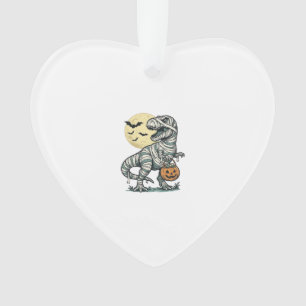 Halloween Mummy T-Rex Candy Bucket Vintage Vector_ Ornament