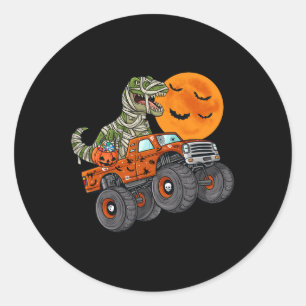 Halloween Mummy T Rex Monster Truck Boys Kids Teen Classic Round Sticker