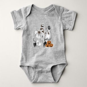 Halloween Mummy with Kitty Cats and Ghost Baby Bodysuit