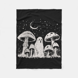 Halloween Mushroom Ghost Vintage Grunge 90 Aesthet Fleece Blanket