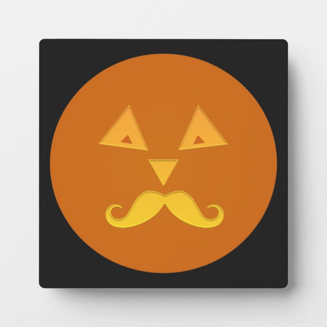 Halloween Mustache Pumpkin plaque (Front)