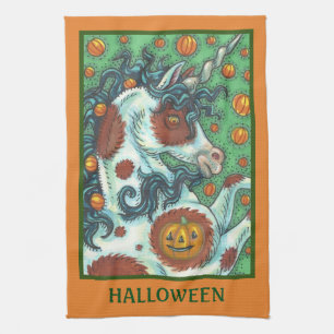 HALLOWEEN MUSTANG WILD PINTO UNICORN KITCHEN TOWEL