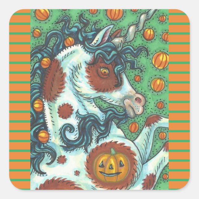HALLOWEEN MUSTANG, WILD PINTO UNICORN STICKERS (Front)