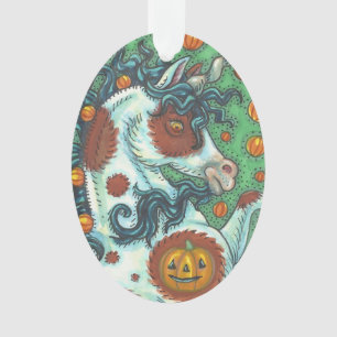 HALLOWEEN MUSTANG, WILD UNICORN HOLIDAY ORNAMENT