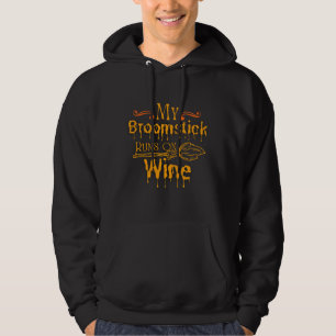 Halloween My Broomstick Runs On Wine Halloween Wom Hoodie