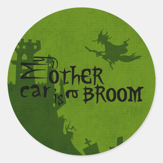Halloween My other car is a broom Classic Round Sticker (Front)