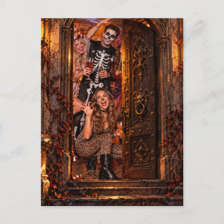 Halloween Mystery Castle Door with Your Own Photo Holiday Postcard