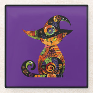 Halloween/mystical/cat/fall glass coaster