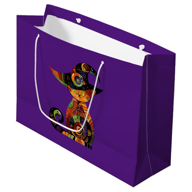 Halloween/mystical/cat/fall  large gift bag (Front Angled)